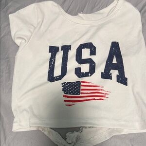 USA Flag Kids White T-Shirt